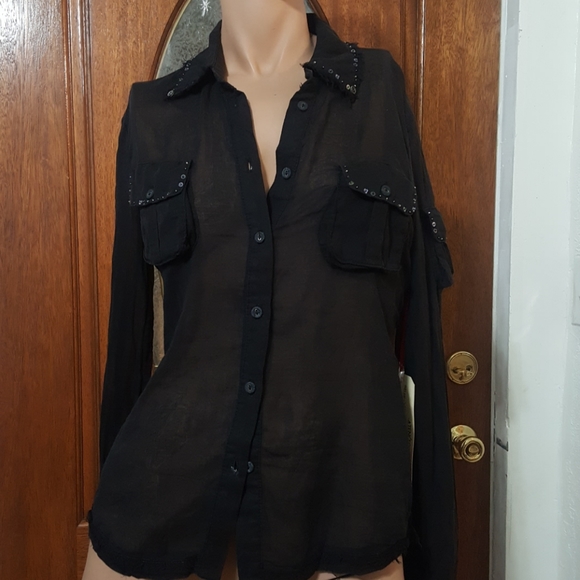 Da-Nang Tops - Da-Nang (Black) Button Shirt 100% Cotton